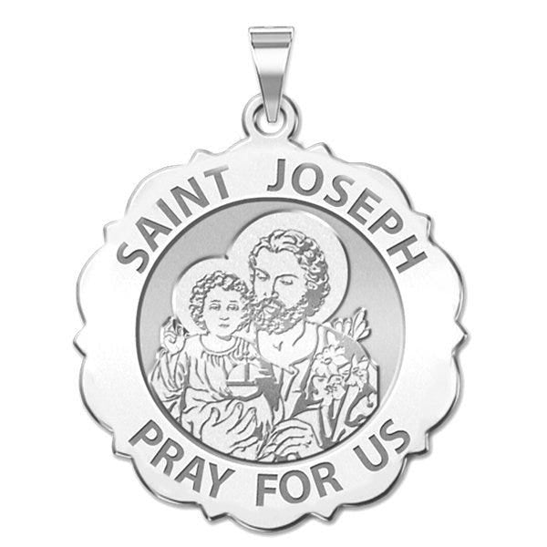 Saint Joseph Scalloped Religious Medal