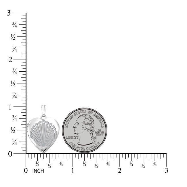 Silver Seashell Heart Photo Locket