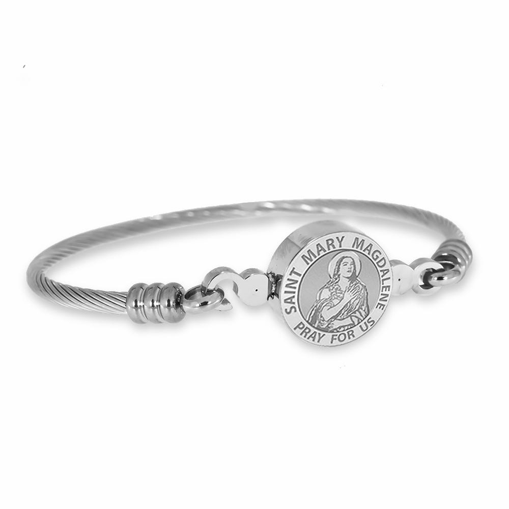 Stainless Steel Saint Mary Magdalene Bangle Bracelet