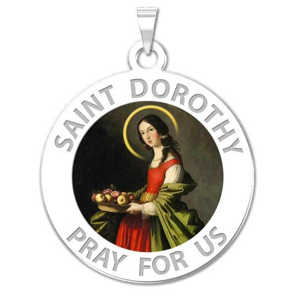 Saint Dorothy Round Religious Medal "Color EXCLUSIVE"