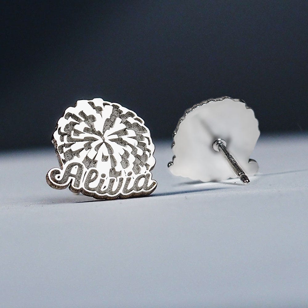 Personalized Cheerleader Pom-Pom Earrings