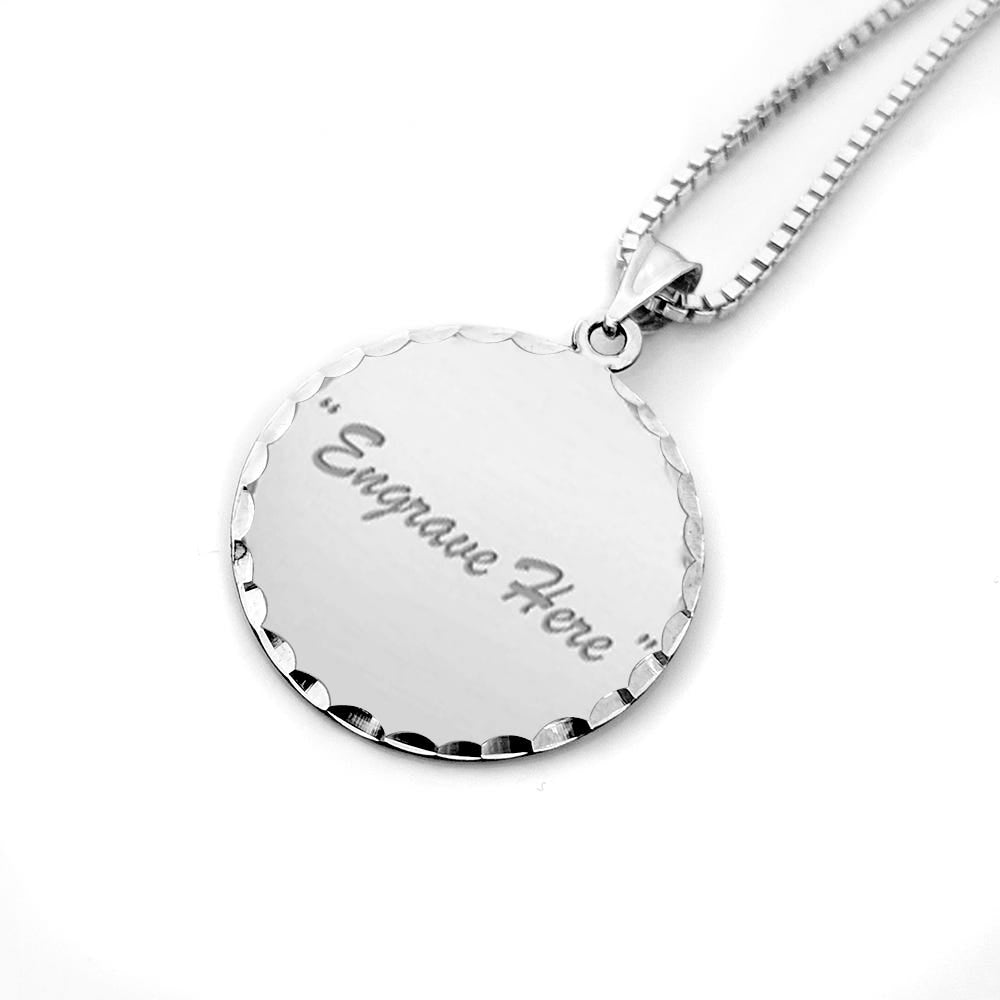 Round w/ Diamond Cut Edge Engraved Pendant