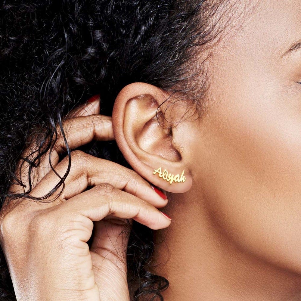 Pair Of Script Name Earrings