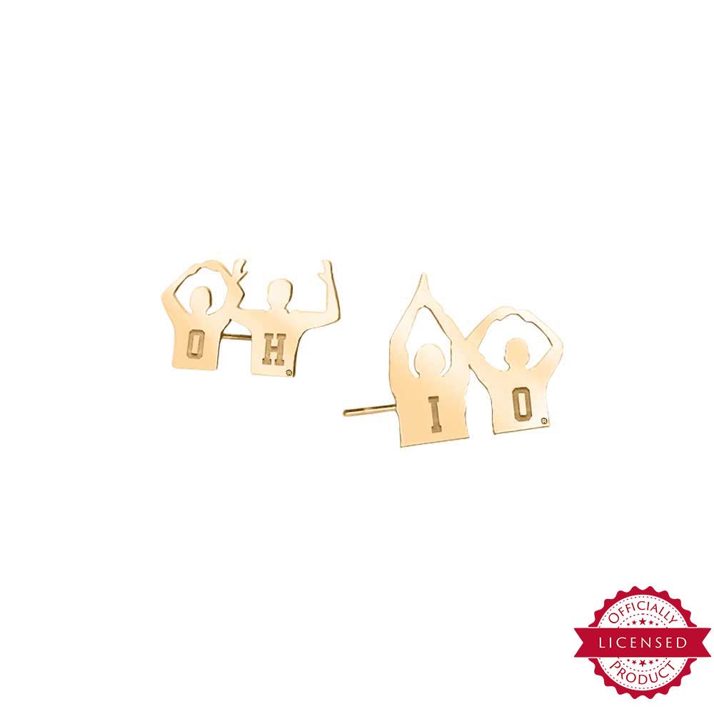 Pair Of Separated Ohio State Silhouette Earrings