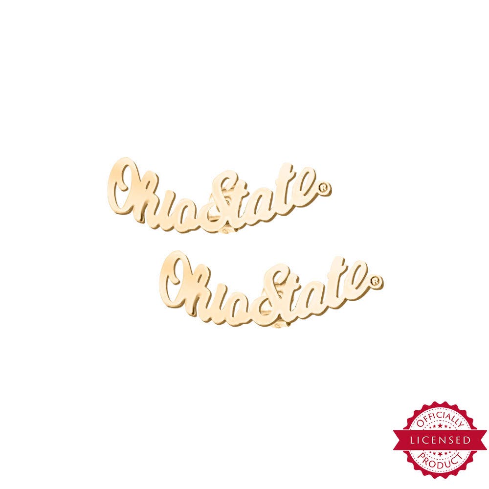Pair Of Ohio State Script Earrings