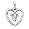 Personalized Sterling Silver Couple's Heart  Pendant w/ Three CZ's