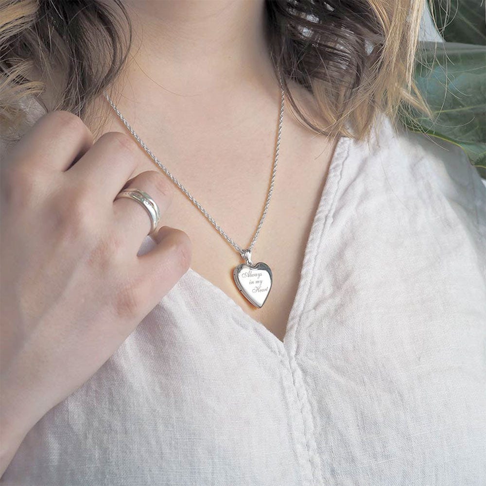 14K White Gold Always in My Heart Photo Locket
