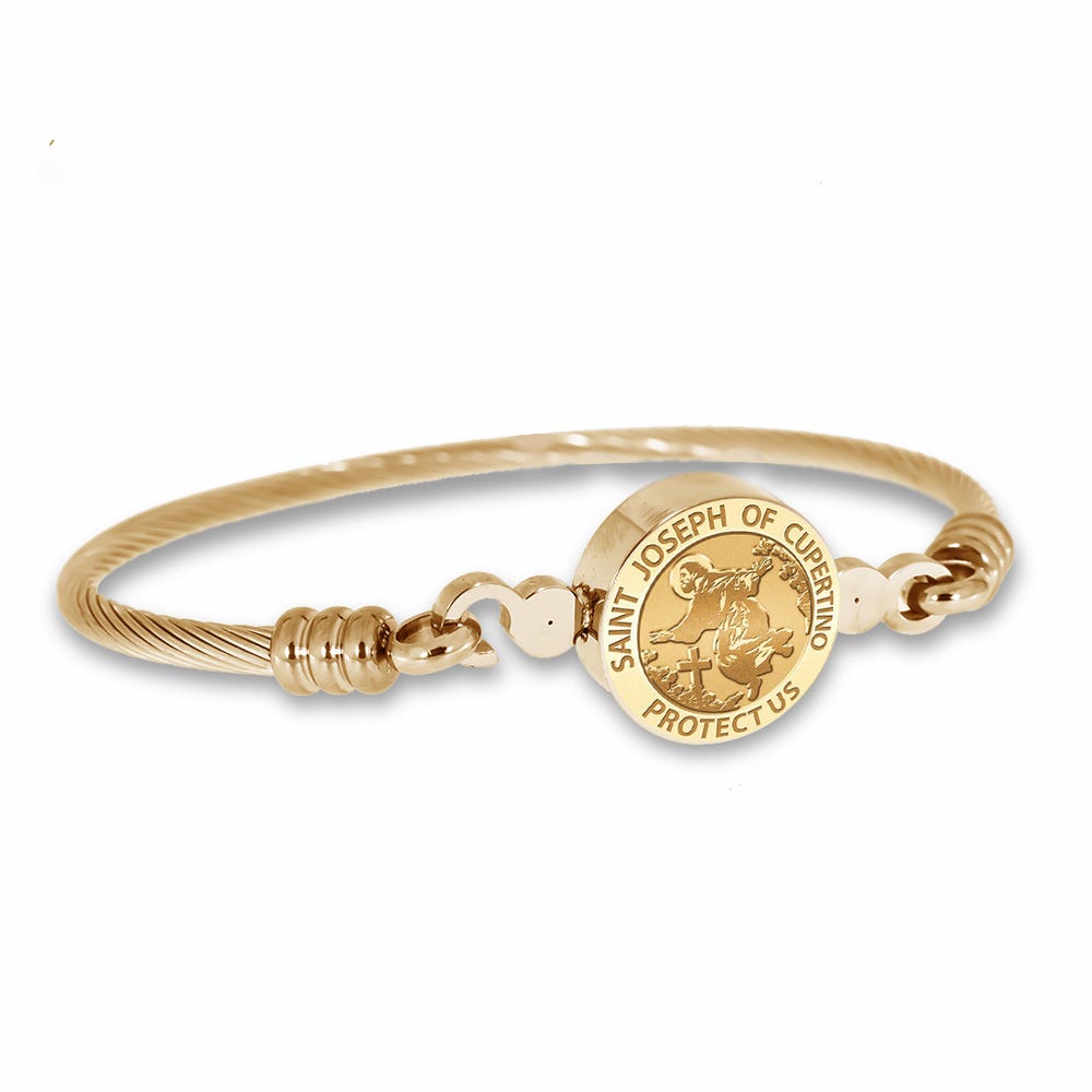 Stainless Steel Saint Joseph Cupertino Bangle Bracelet
