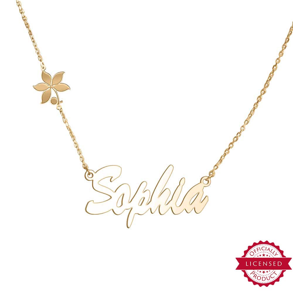 Ohio State University Name Necklace with Buckeye Leaf Charm