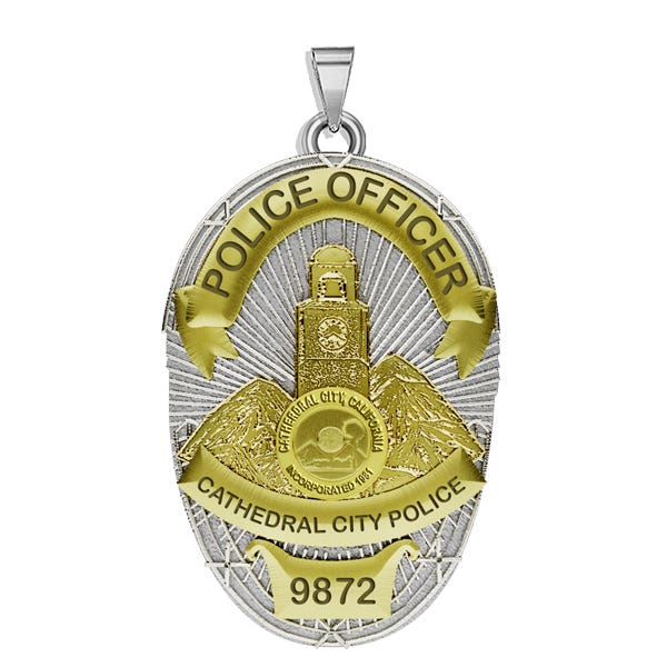 Personalized Cathedral City California Police Badge with Your Rank and Number