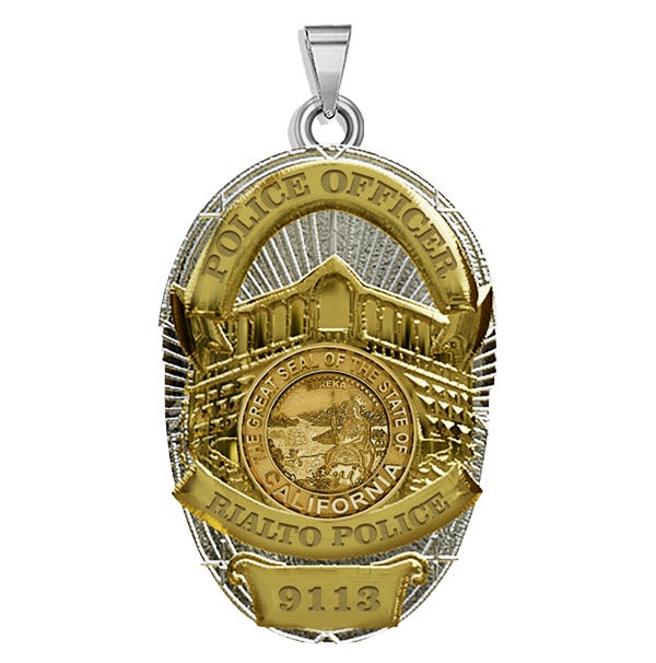Personalized California Rialto Police Badge with Your Rank and Number