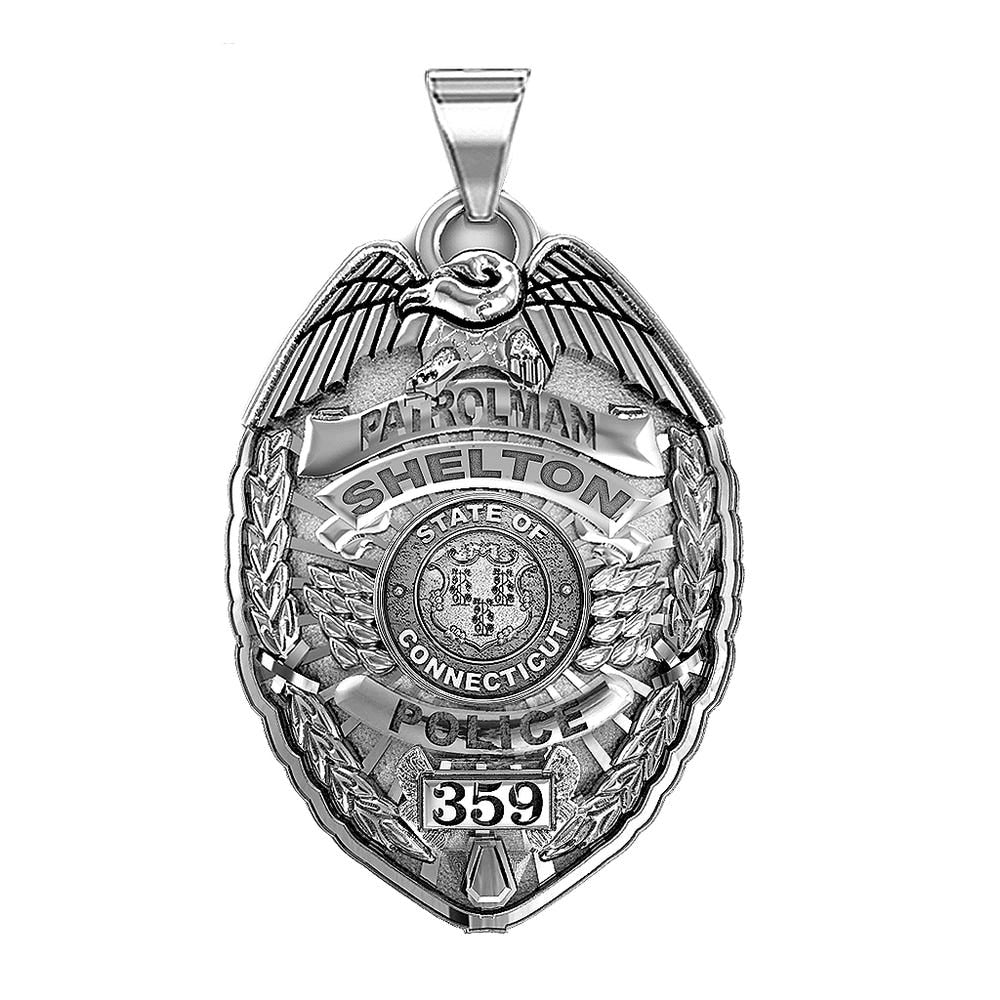 Personalized Connecticut Police Badge with Your, Number & Department