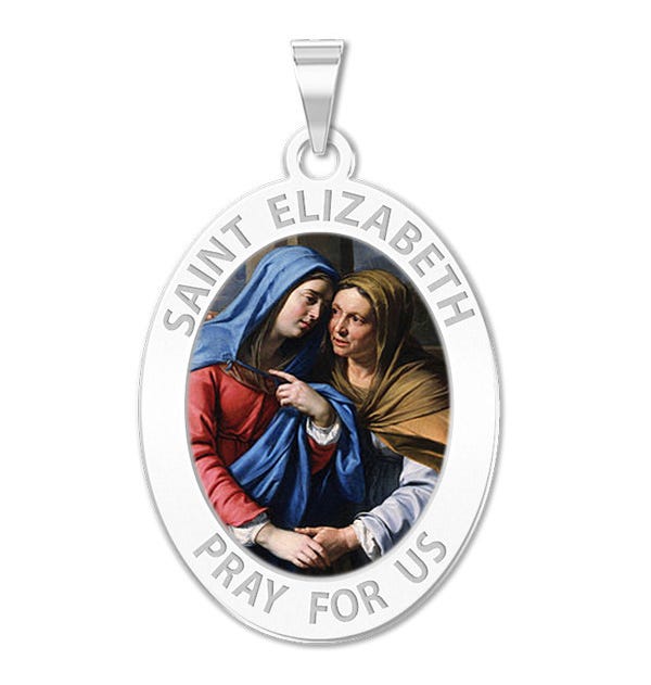 Saint Elizabeth (Mary's Cousin) Oval Religious Medal Color