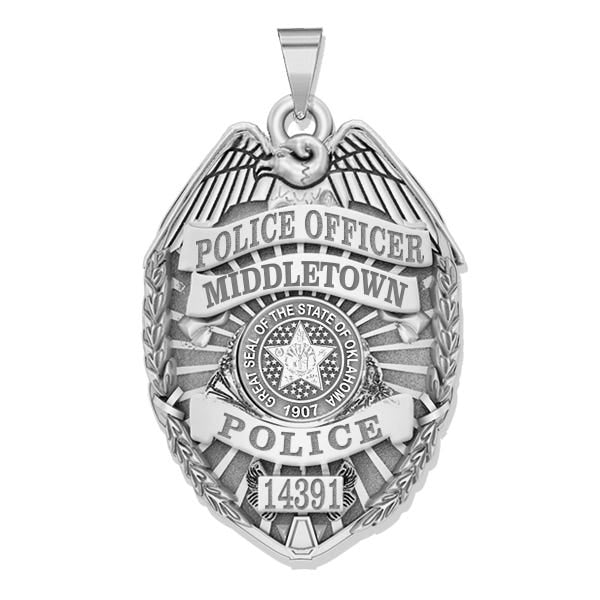 Personalized Oklahoma Police Badge with Your Rank, Number & Department