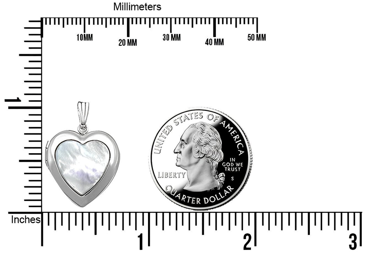 Silver Mother Of Pearl Heart Photo Locket