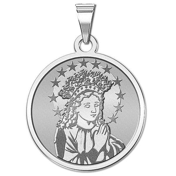Young Virgin Mary Round Religious Medal