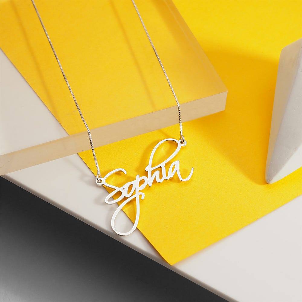 Dainty Script Name Necklace with chain