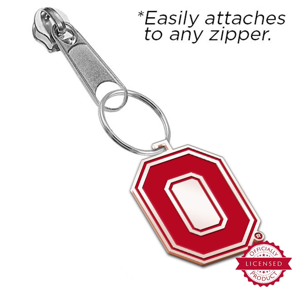 Ohio State University O Logo Color Enamel Zipper Pull