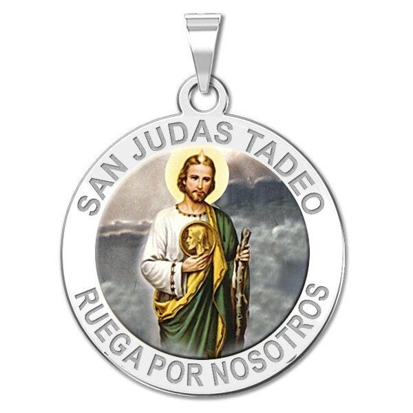 San Judas Tadeo Round Religious Color Medal