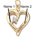14K Personalized Couple's Heart Pendant w/ .02ct Diamond