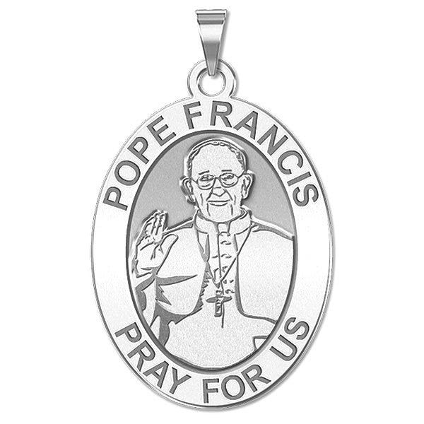 Pope Francis Religious Medal Oval Laser Engraved "EXCLUSIVE"