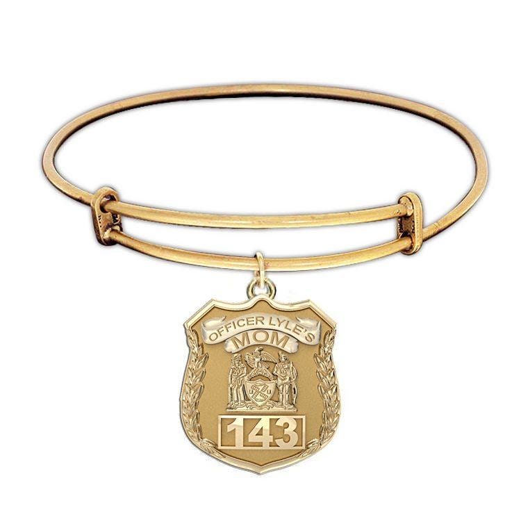 Police Mom Personalized Police Badge with Officer's Name & Number Expandable Bracelet