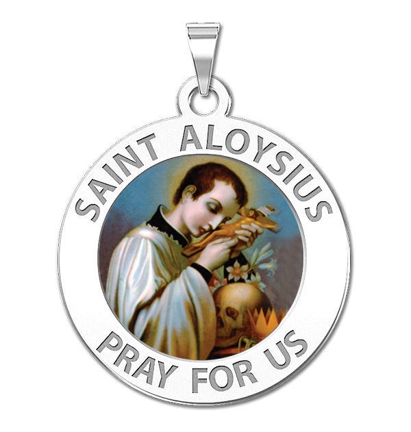 Saint Aloysius Gonzaga Round Religious Medal Color