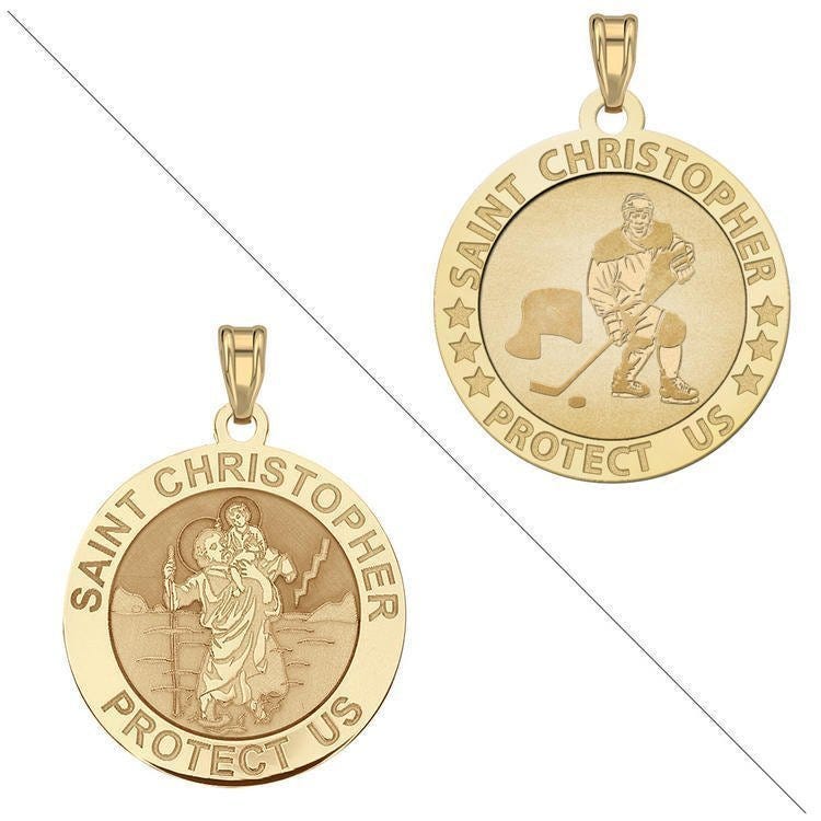 Ice Hockey - Saint Christopher Doubledside Sports Religious Medal "EXCLUSIVE"