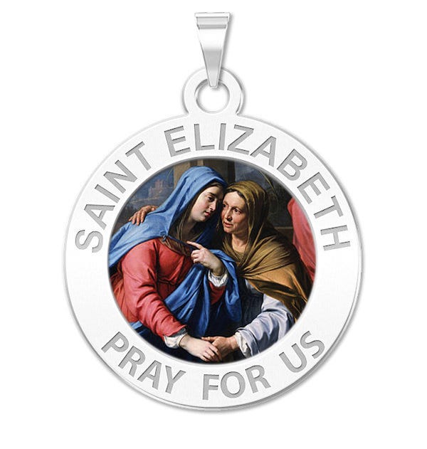 Saint Elizabeth (Mary's Cousin) Round Religious Medal Color