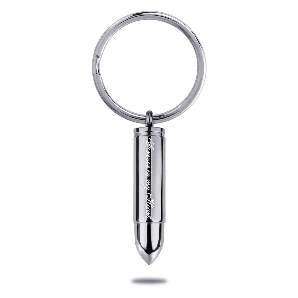 Bullet Shaped "Forever in My Heart" Cremation and Ash Vessel Keychain