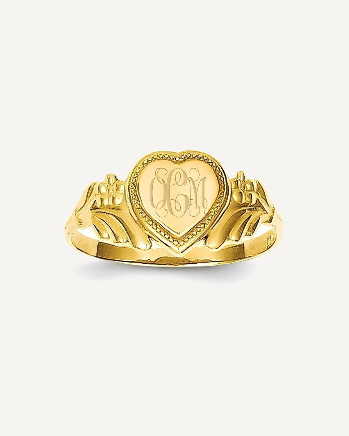 14K Gold Girl's Heart Signet Ring