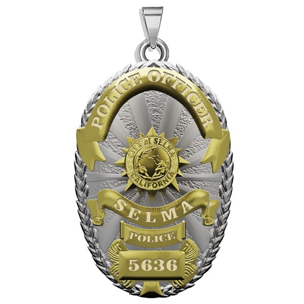 Personalized California Selma Police Badge with Your Rank and Number