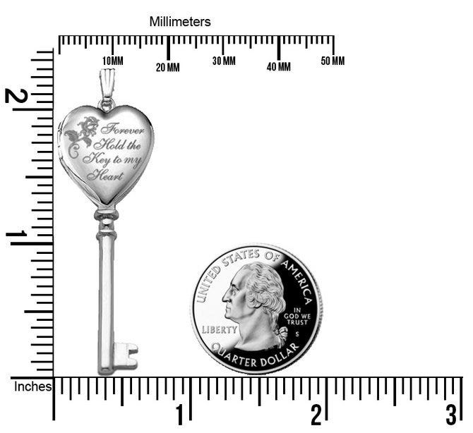Silver Key To My Heart Photo Locket