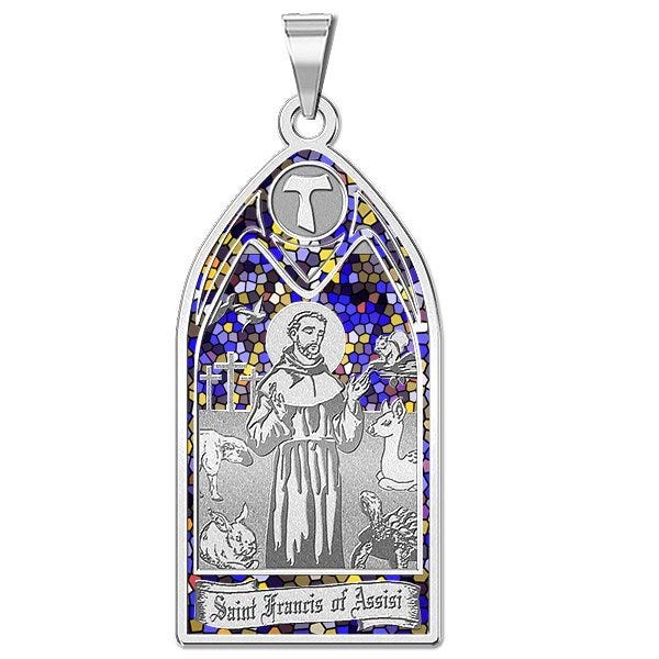 Saint Francis of Assisi - Stained Glass Religious Medal