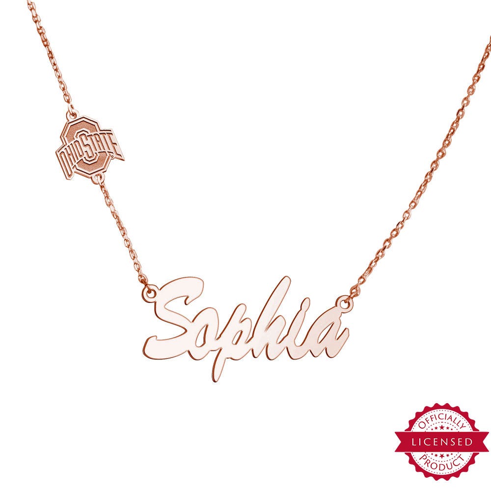 Ohio State University Name Necklace with Logo Charm