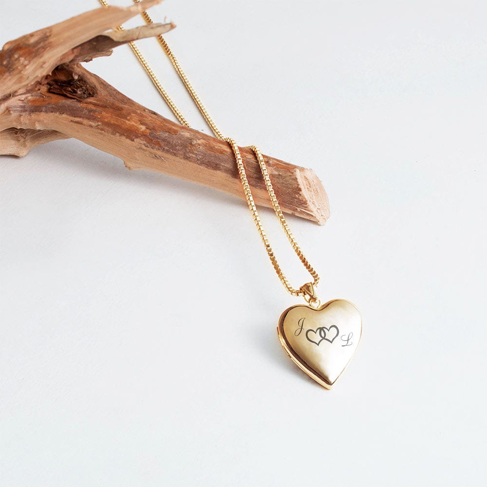Yellow Gold Together Forever Heart Photo Locket