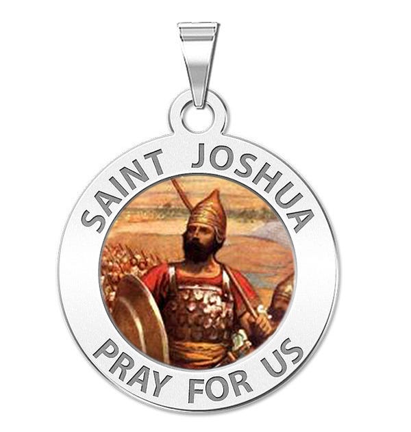 Saint Joshua Round Religious Medal Color