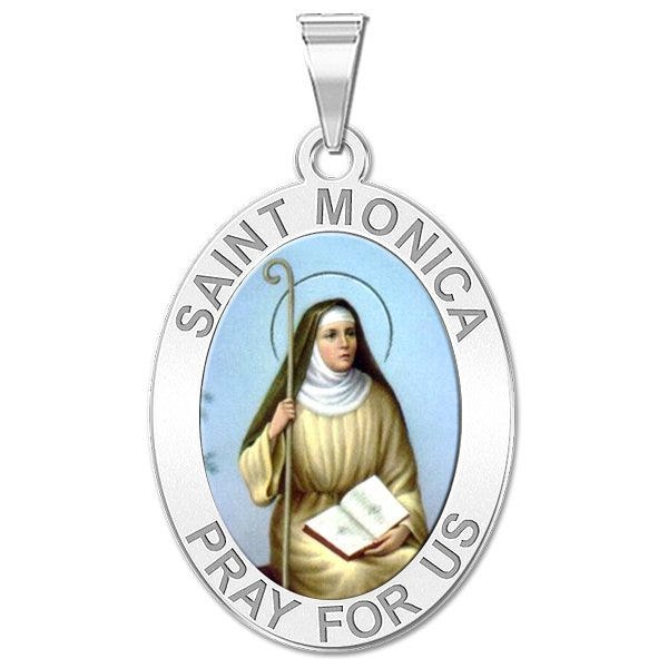Saint Monica Oval Religious Color Medal