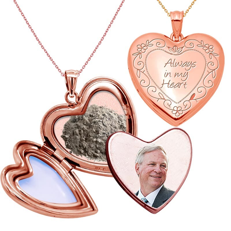 'Always in my Heart' Cremation & Hair Photo Locket