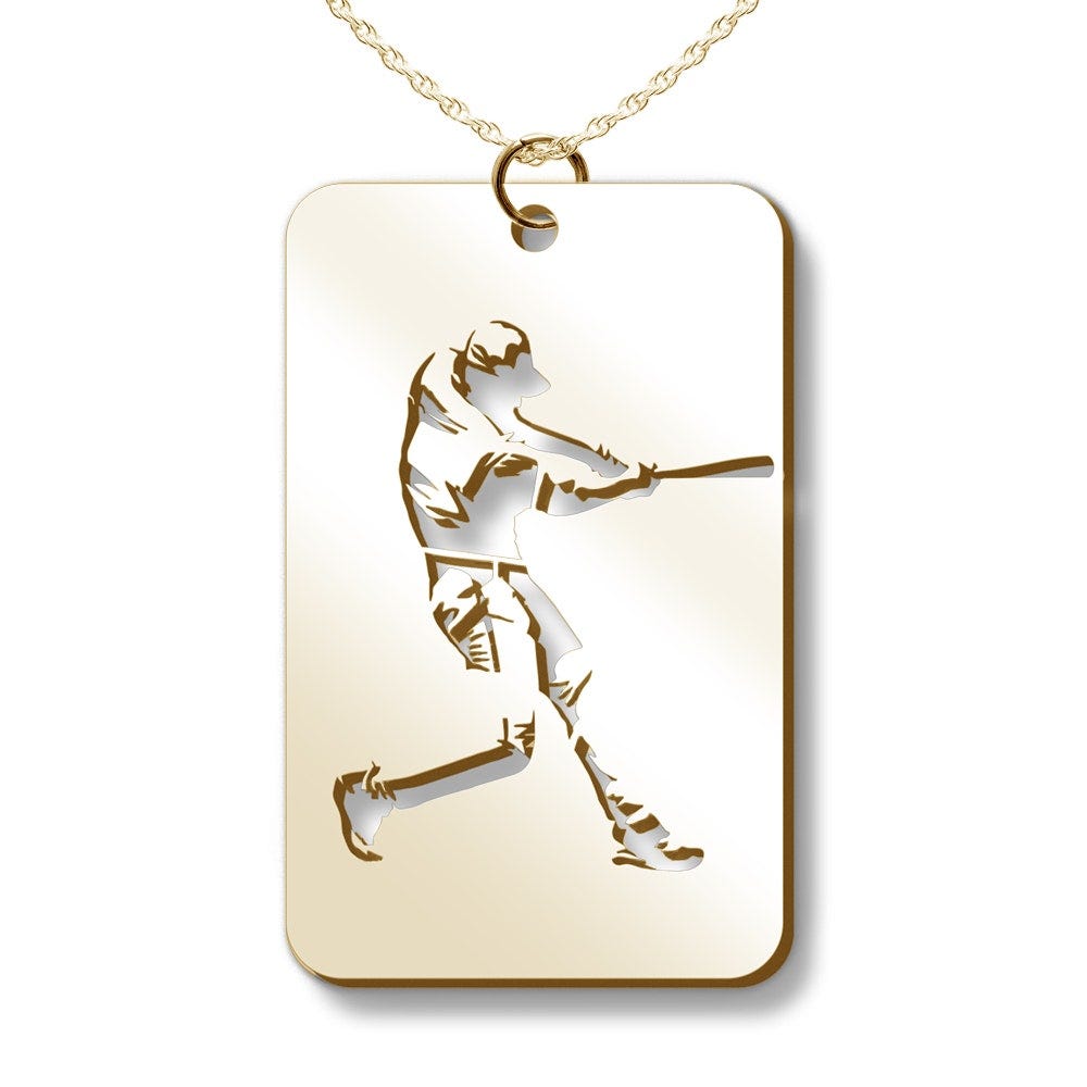 Baseball Swing Cut-out Rectangle Pendant