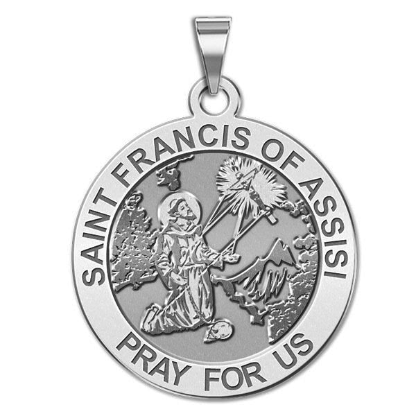 Saint Francis of Assisi Round Religious Medal - Receiving Stigmata