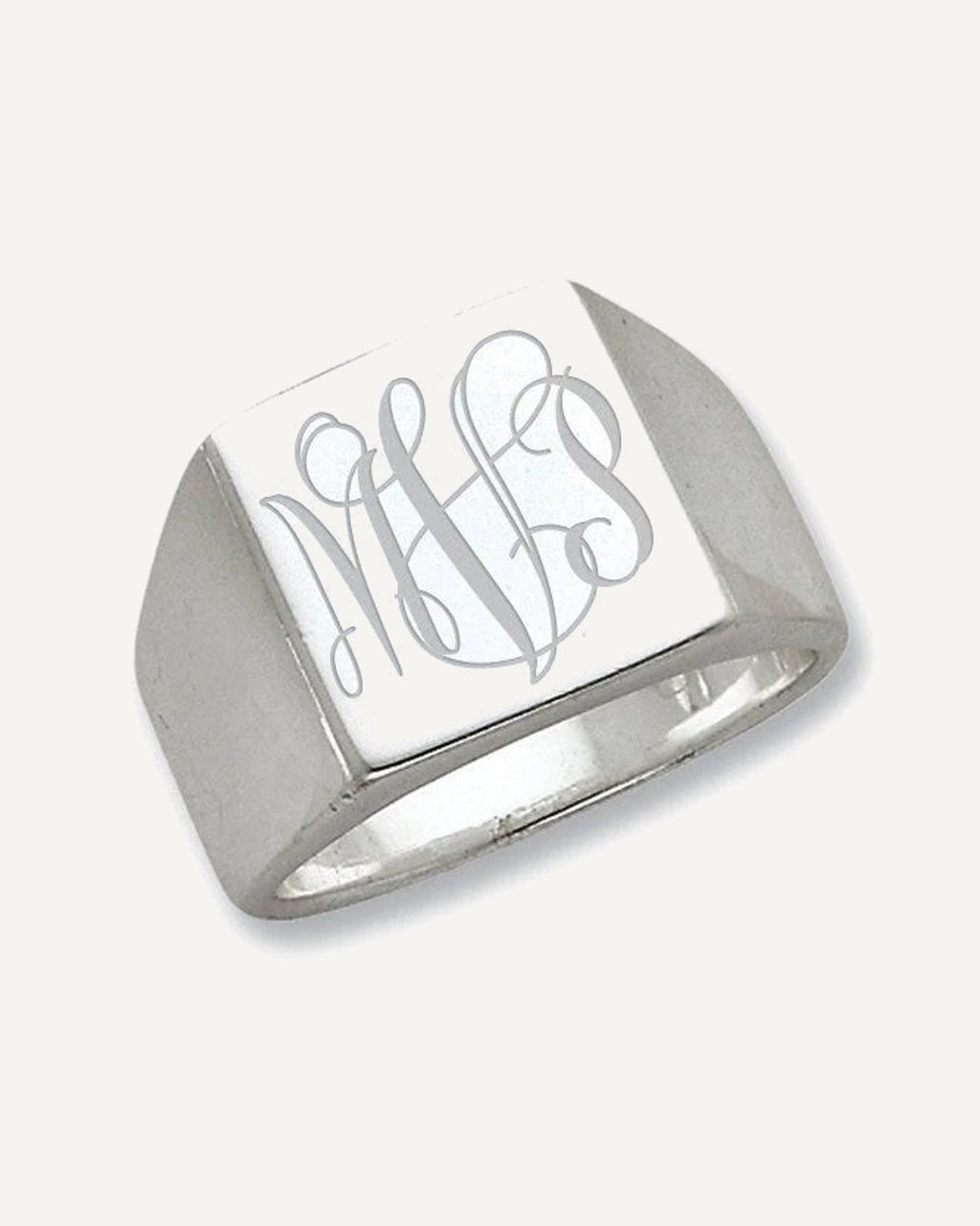 Sterling Silver Men's Square Solid Back Signet Ring