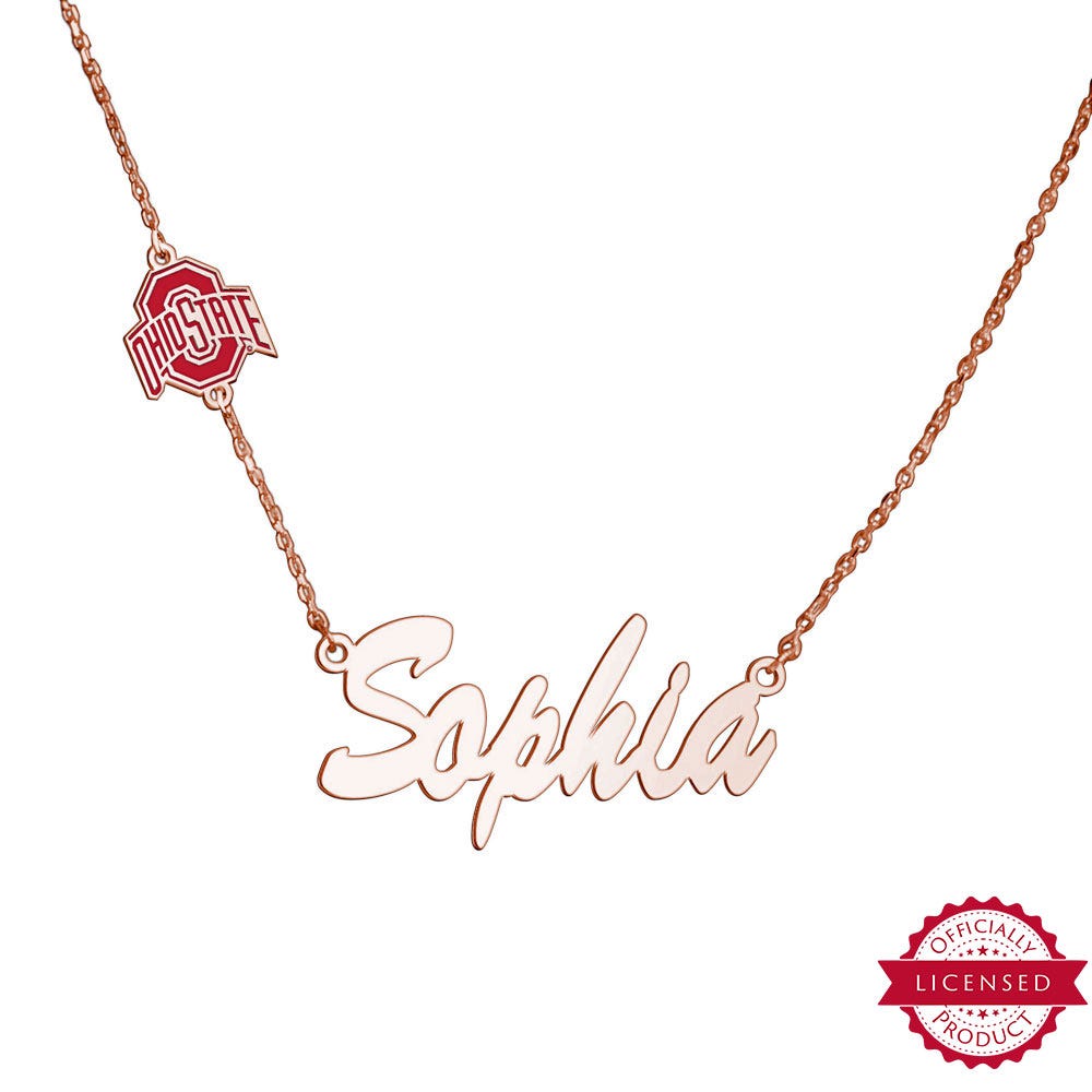 Ohio State University Name Necklace with Color Logo Charm