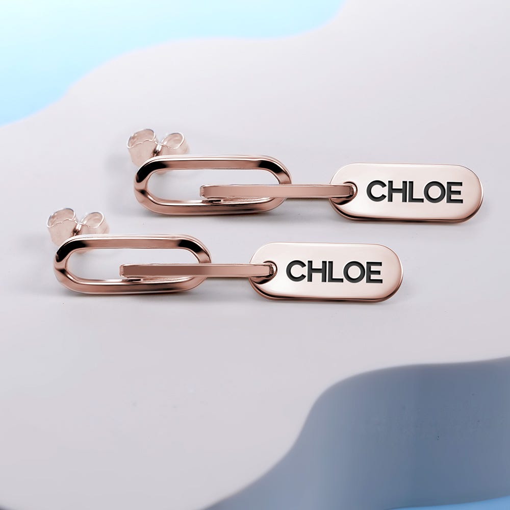 Exclusive Personalized Paperclip Chain Name Earrings