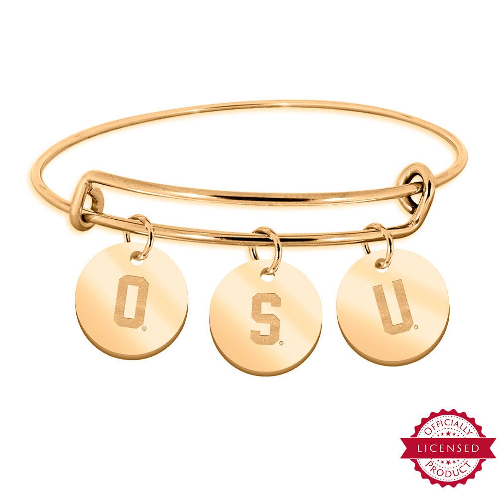 Ohio State University Expandable Bracelet with Three Charms