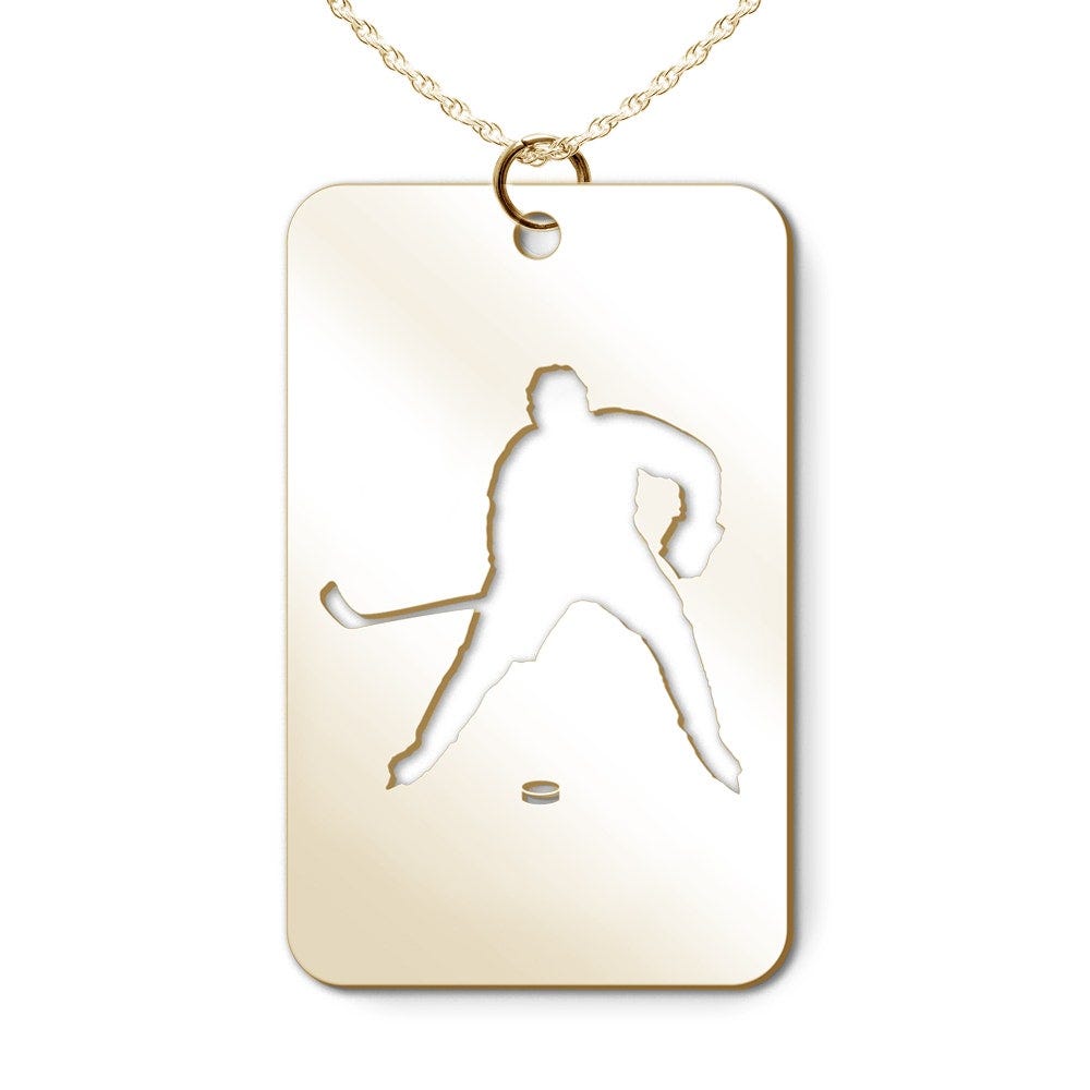 Hockey Player Cut-out Rectangle Pendant