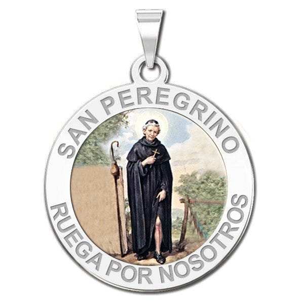 San Peregrino Round Religious Color Medal "EXCLUSIVE"