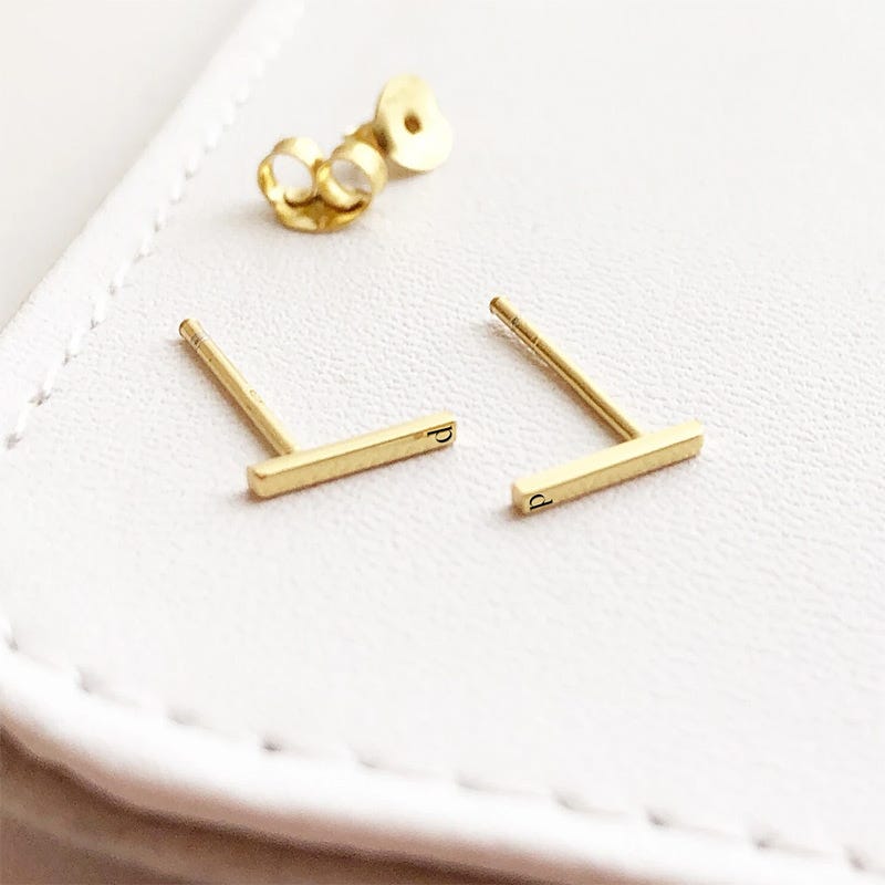Petite Vertical Bar Name or Initial Earrings