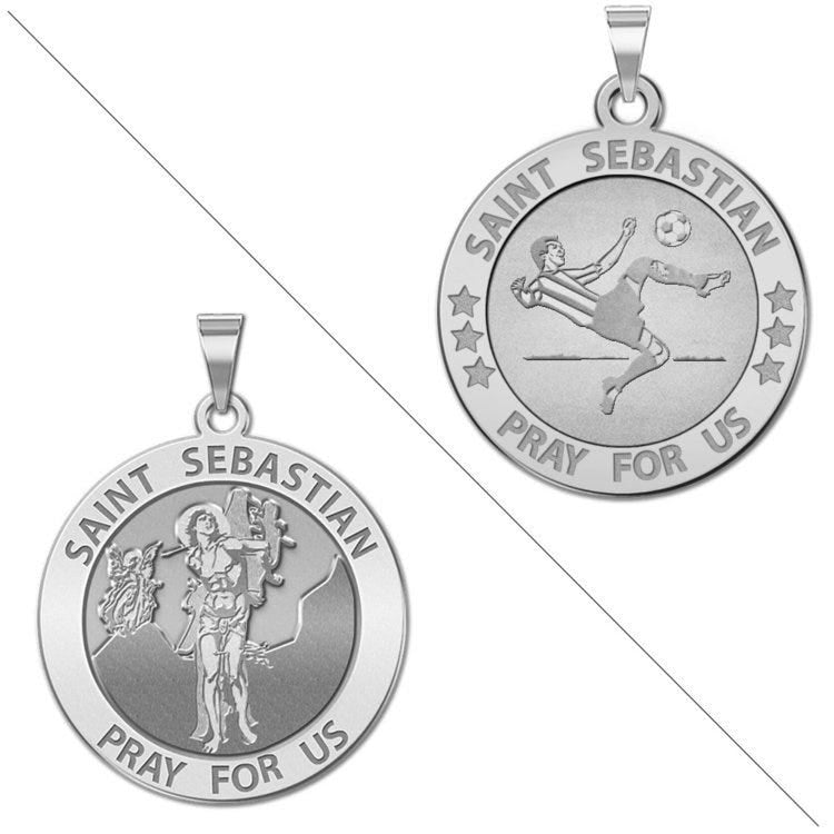 Male Soccer - Saint Sebastian Doubledside Sports Religious Medal "EXCLUSIVE"