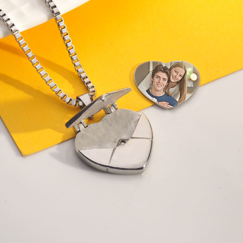Stainless Steel Envelope Heart Photo Locket